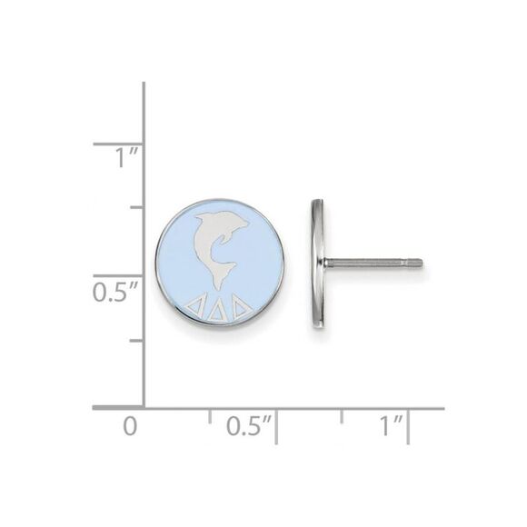 Sterling Silver Delta Delta Delta Enamel Dolphin Post Earrings - Picture 2 of 3